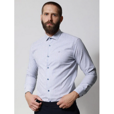 Life Style Butiken Ανδρικό Μακρυμάνικο πουκάμισο ριγέ LS133-8177 Μπλε